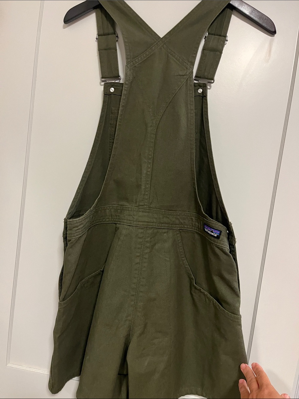 NWOT Patagonia Stand-Up Olive Green Organic Cotton Short Overalls - Picture 3 of 4